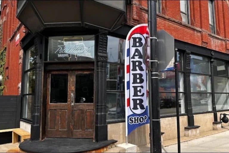 Johnnie J Barbershop storefront in River North, Chicago